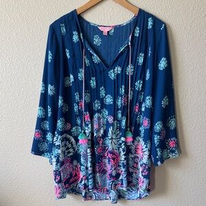 Lilly Pulitzer Blue Floral Tunic
